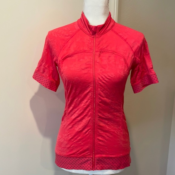 lululemon athletica Tops - Lululemon Lace Polka Dot Cycling Jersey